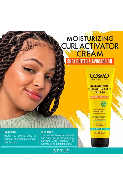 Cosmo Soft & Shine Moisturizing Curl Activator Cream 250g Shea Butter and Avocado Oil