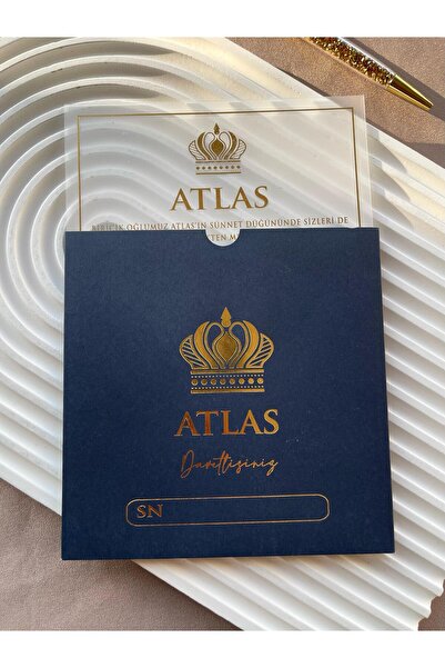 emindijital Mavi Zarflı Şeffaf Sünnet Davetiyesi - 50 Adet