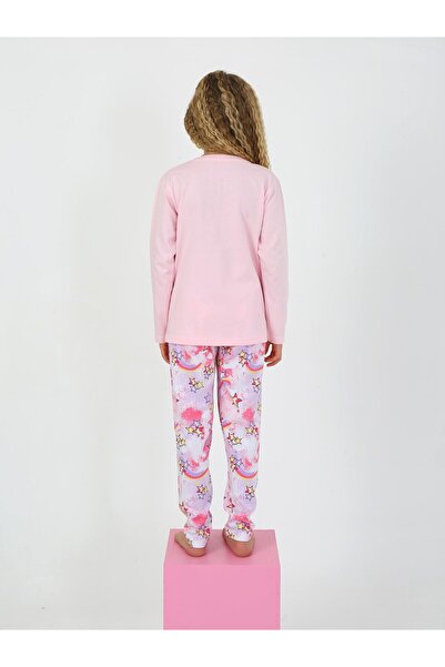 vitmo Lány hosszú ujjú 100% pamut pizsama szett Star Love Powder Pink
