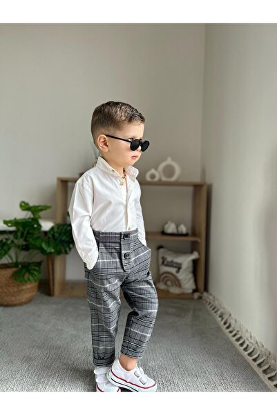 favorimkids Çizgili Pamuklu Keten BAYRAMLIK Alt Üst Takım 10