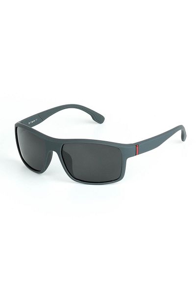 Di Caprio Men's Gray Polarized Protected Geometric Model Sunglasses