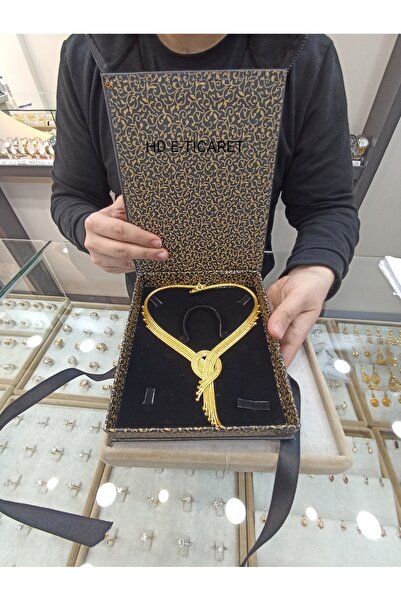 HD KUTU Set Kutusu Deri Kurdeleli 1 Adet Gerdanlık Kutusu