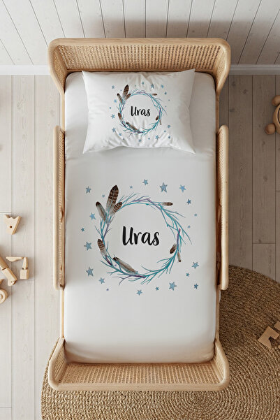 Lilabio %100 Pamuk Saten İsme Özel İsimli 100x200 Tek Kişilik Lastikli Çarşaf...