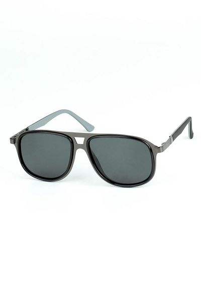 Di Caprio Men's Gray Uv400 Protection Geometric Model Sunglasses