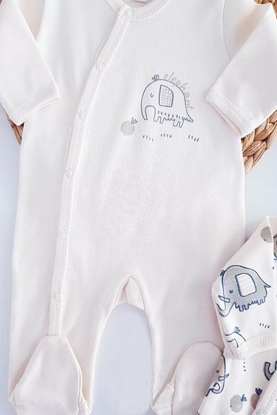 limebabies بذلة من القماش القطني للأطفال الرضع بنمط الفيل (2 قطعة)