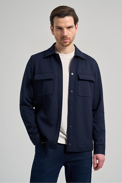 İmza Dark Navy Dobby Baby Collar Stanstard Fit Coat 1007245163