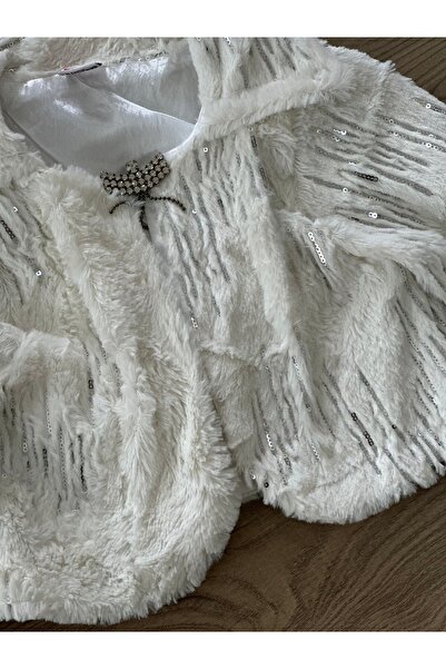 Murat Baby Peluş yelekli broşlu ve kemerli kız çoçuk elbise