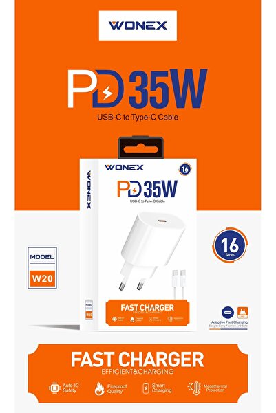 WONEX İphone 15 ve üzeri için Şarj Cihazı WONEX PD 35W Hızlı Şarj Cihazı | Type-C to Type-C Kablo |