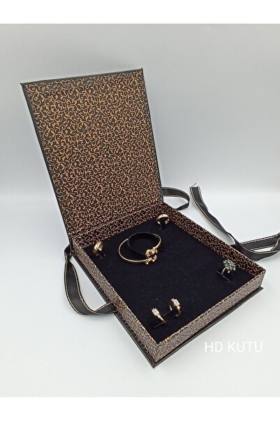 HD KUTU Set Kutusu Deri Kurdeleli 1 Adet Gerdanlık Kutusu