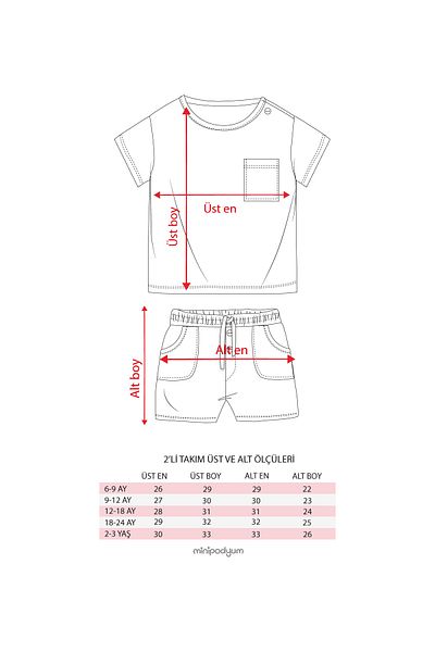Minipodyum Baby Boy Summer Double Set with Pocket Striped T-Shirt and Shorts