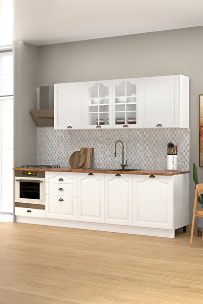 Fly Mobilya 270 Cm Greena White Tezgahlı %100 Mdf Hazır Mutfak Dolabı