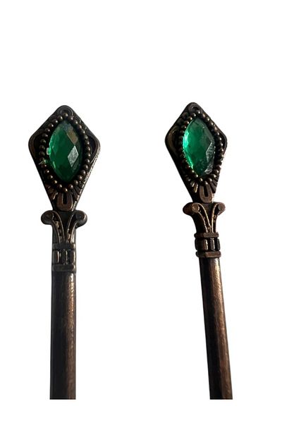 onyyapim Vintage 6-Piece Copper Look Cast Tea Coffee Jam Spice Green Stone Presentation Spoon