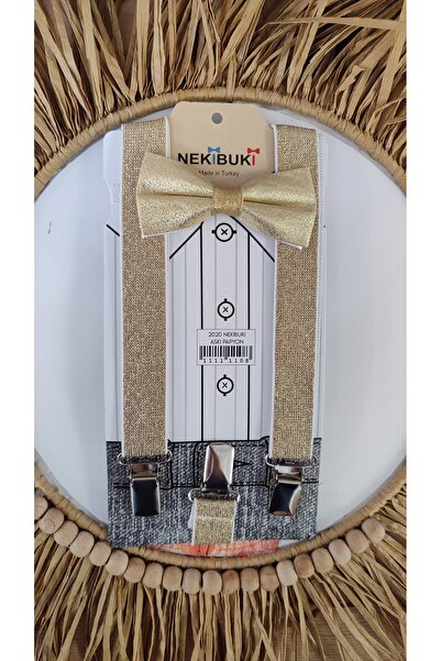 Monkabox Set Papion cu bretele argintii aurii 1 bucata 2-10 ani