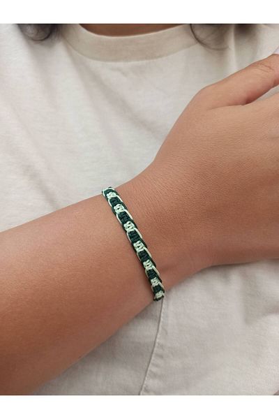TREND Colorful Dark and Mint Green Macrame Surfer Bracelet, Unisex Bracelet
