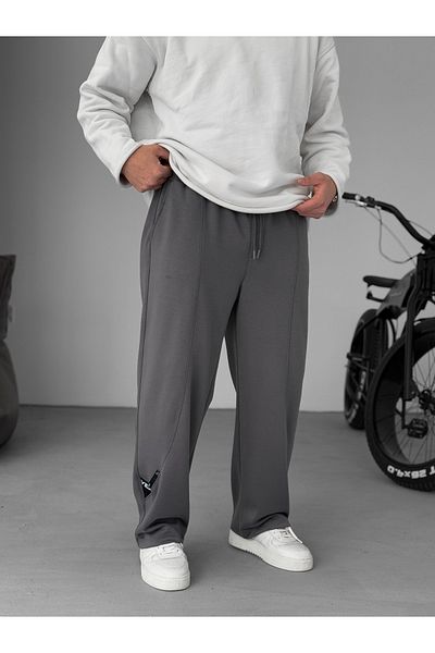 BYBASICMAN Smoked Stitched Detailed Pipe Leg Sweatpants Yp-5001