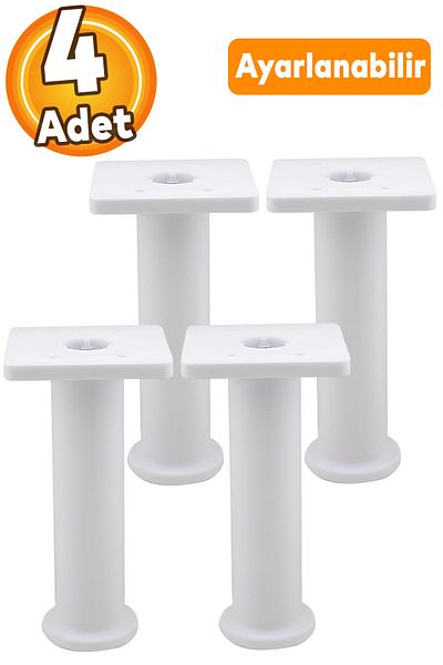 Badem10 (4 bucăți) Suport reglabil 15 cm Mobilier alb Canapea Fotoliu Baza de ridicare Picior de ridicare