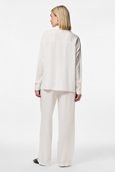 PIECES Cămașă albă strălucitoare pentru femei și fete