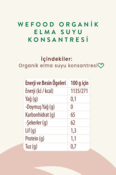 Wefood Organik Elma Suyu Konsantresi 340 gr 4'lü