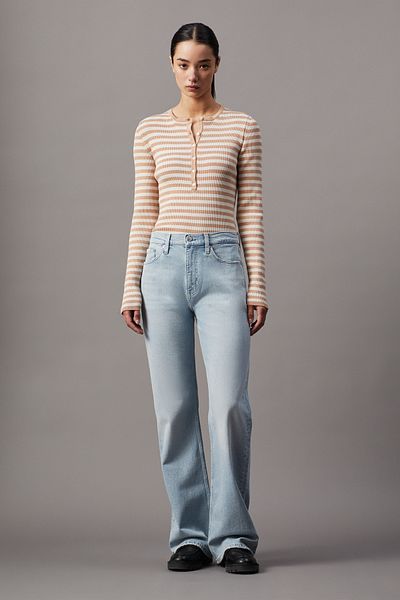 Calvin Klein Pulover Henley cu etichetă țesătă - Potrivire relaxată