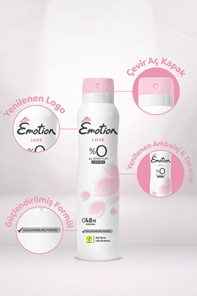 Emotion Love Kadın Vegan Deodorant 6x150ml Hızlı Kurur, Leke Bırakmaz