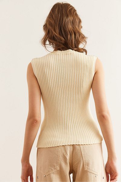 Olalook Ecru-Silber-Roba-Strickbluse für Damen, durchsichtig, BLZ- 19002645