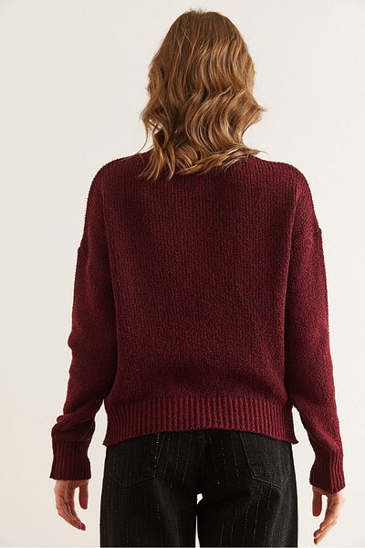 Olalook Claret Red Knitwear Seasonal Sweater - Crew Neck Kzk- 19000969