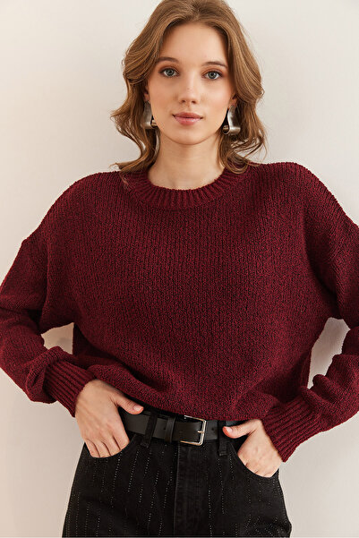 Olalook Claret Red Knitwear Seasonal Sweater - Crew Neck Kzk- 19000969