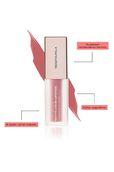 Trendyolmilla Beauty 8 Stunden nicht trocknender, flüssiger, matter Lippenstift – Karamell-107 TKZAW25RJ00000