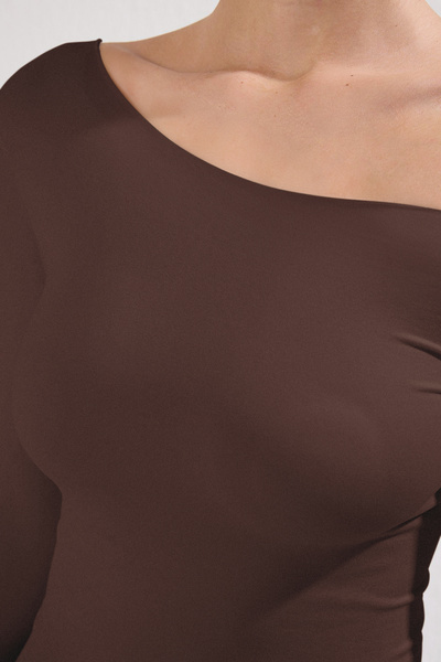 Trendyol Collection Bezešvé hnědé tričko s dlouhým rukávem – Thmss25Ts00004