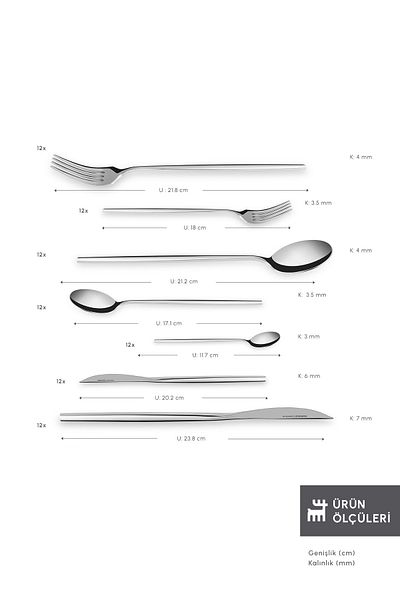 Karaca Mild 316 Steel 84 Pieces 12 Person Premium Cutlery Set