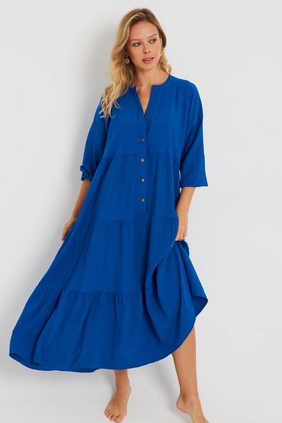 Cool & Modest Női Saks laza Midi ruha MQ982