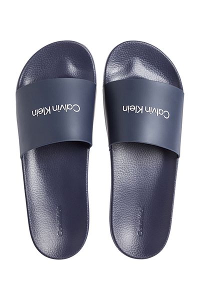 Calvin Klein Pánské logo značky Gumová podrážka Syntetický materiál Modré pantofle Vhodné na pláž a každodenní použití Hm0h