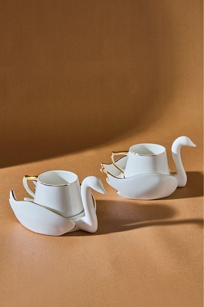 Karaca Std Swan - 70 ml Coffee Cup Set for 2 People