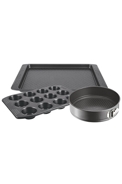 TEFAL طقم أدوات خبز | ٣ قطع سهلة الإمساك | قوالب مافن | صينية خبز | قالب زنبر...