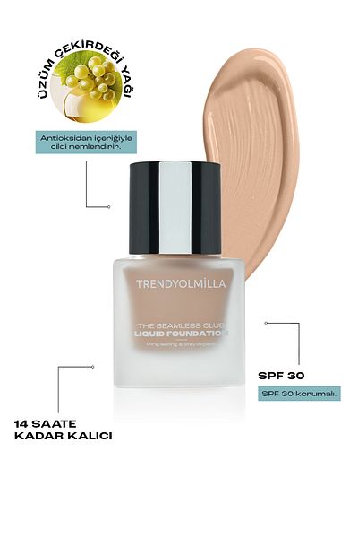 Trendyolmilla Beauty Feuchtigkeitsspendende Satin-Finish durch Traubenkernöl SPF 35 Liquid Foundation 405 TKZAW25FN00000