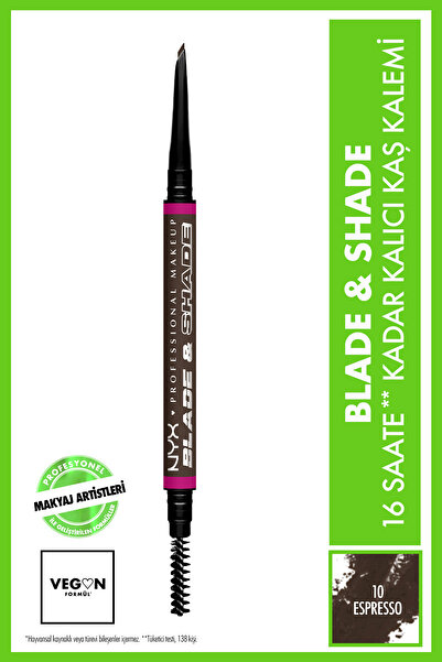 NYX Professional Makeup Blade & Shade, Dual Edged Brow Pencil, Up to 16HR wear, Espresso