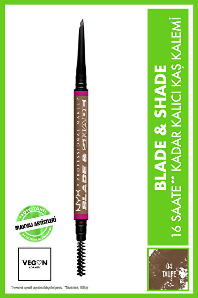 NYX Professional Makeup Blade & Shade, Dual Edged Brow Pencil, Up to 16HR wear, Taupe