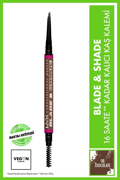 NYX Professional Makeup Blade & Shade, Dual Edged Brow Pencil, Up to 16HR wear, Chocolate