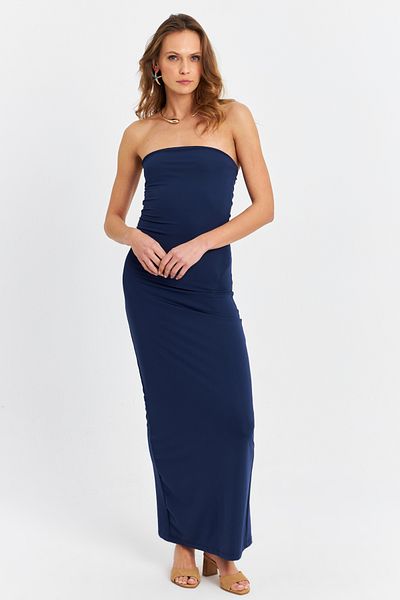 Cool & Sexy Rochie midi fără bretele Indigo - Detaliu cu fante XC005
