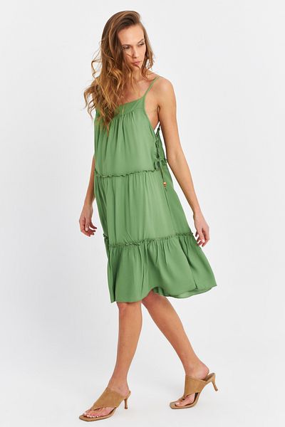 Cool & Sexy Rochie midi cu șnur cu talie verde pentru femei PC22756