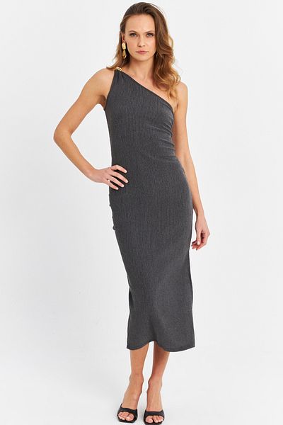 Cool & Sexy Rochie neagră Midi fără mâneci - Accesoriu pe umeri, MOD2400
