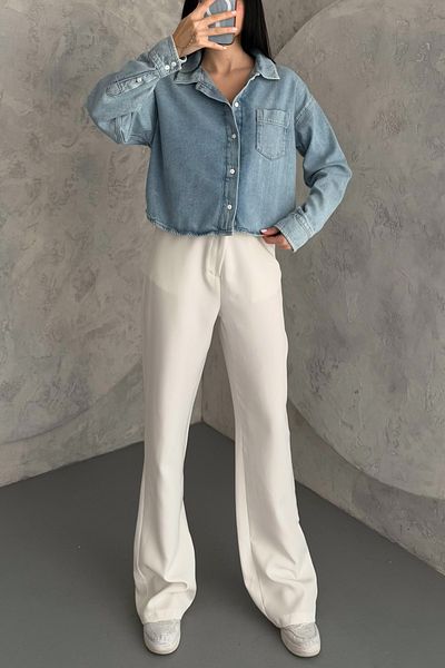 Edit by Trendyol Kék Oversize Crop farmer ing TEDSS25GO00000