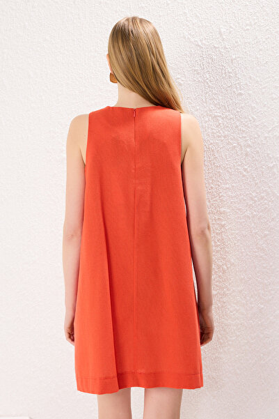 Trendyol Collection Red Straight Mini Woven Dress Twoss23El01497