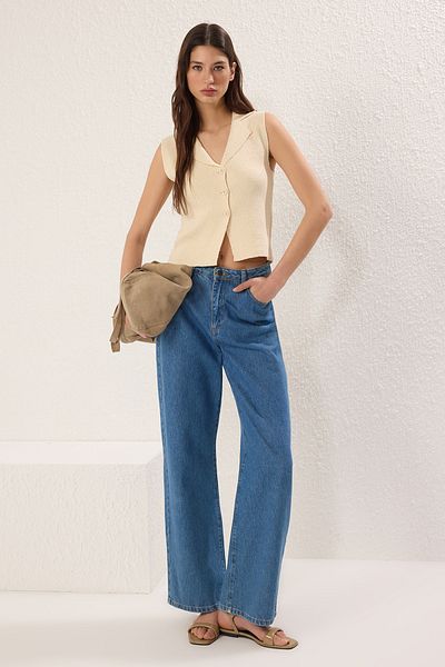 Trendyol Collection Stone Slim Polo Neck Vest Twoss25Ye00067
