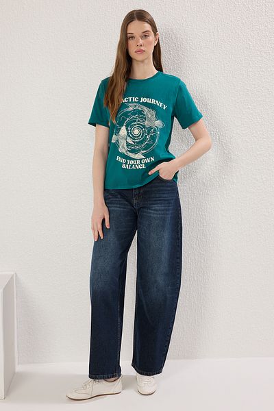 Trendyol Collection Σμαραγδένιο Πράσινο Μπλουζάκι 100% Βαμβάκι - TWOSS25TS00076