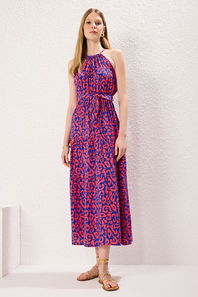 Trendyol Collection Rosa Maxikleid – Schärpe, Neckholder, Shally – TWOSS24EL00872