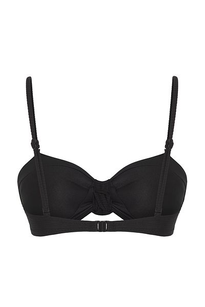 Trendyol Collection Schwarzes, trägerloses, geknotetes Bikinioberteil TBESS25BU00046
