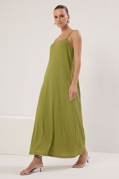 Trendyol Collection Λαδί Πράσινο Απλό Μίντι Ιμάντες Μετατόπιση/Μαξί Πλεκτό Φόρεμα TWOSS24EL00288
