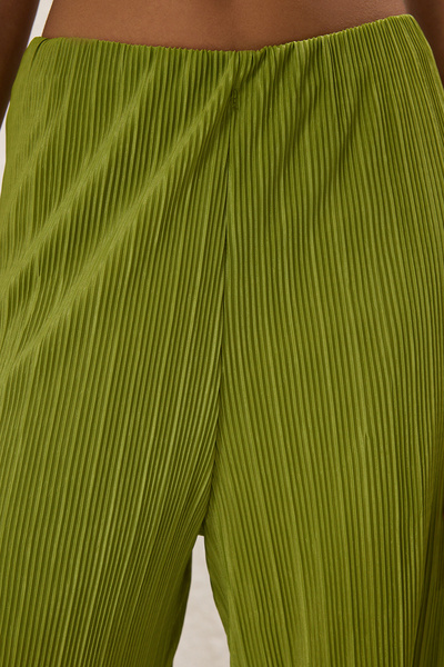 Trendyol Collection Flexible Oil Green Pleated Knitted Set - Twoss25Au00058