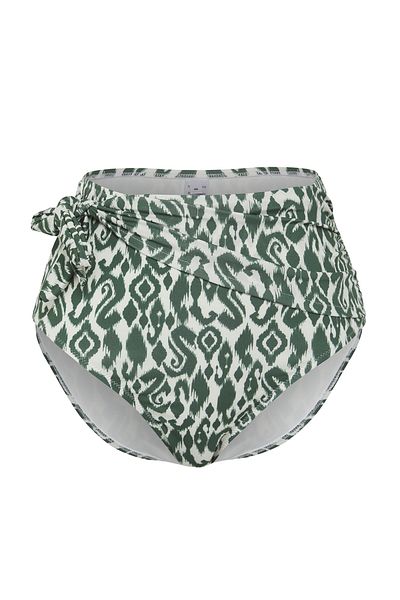 Trendyol Collection Hipster-Bikinihose mit hoher Taille – Ethno-Muster, Schnürung – TBESS24BA00133